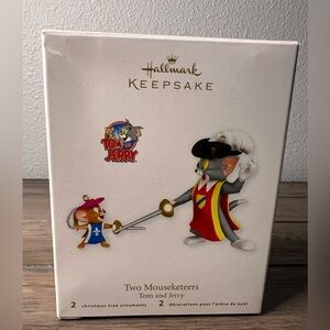 Hallmark NEW 2011 “Two Mouseketeers” Tom and Jerry- 2 Christmas Ornaments